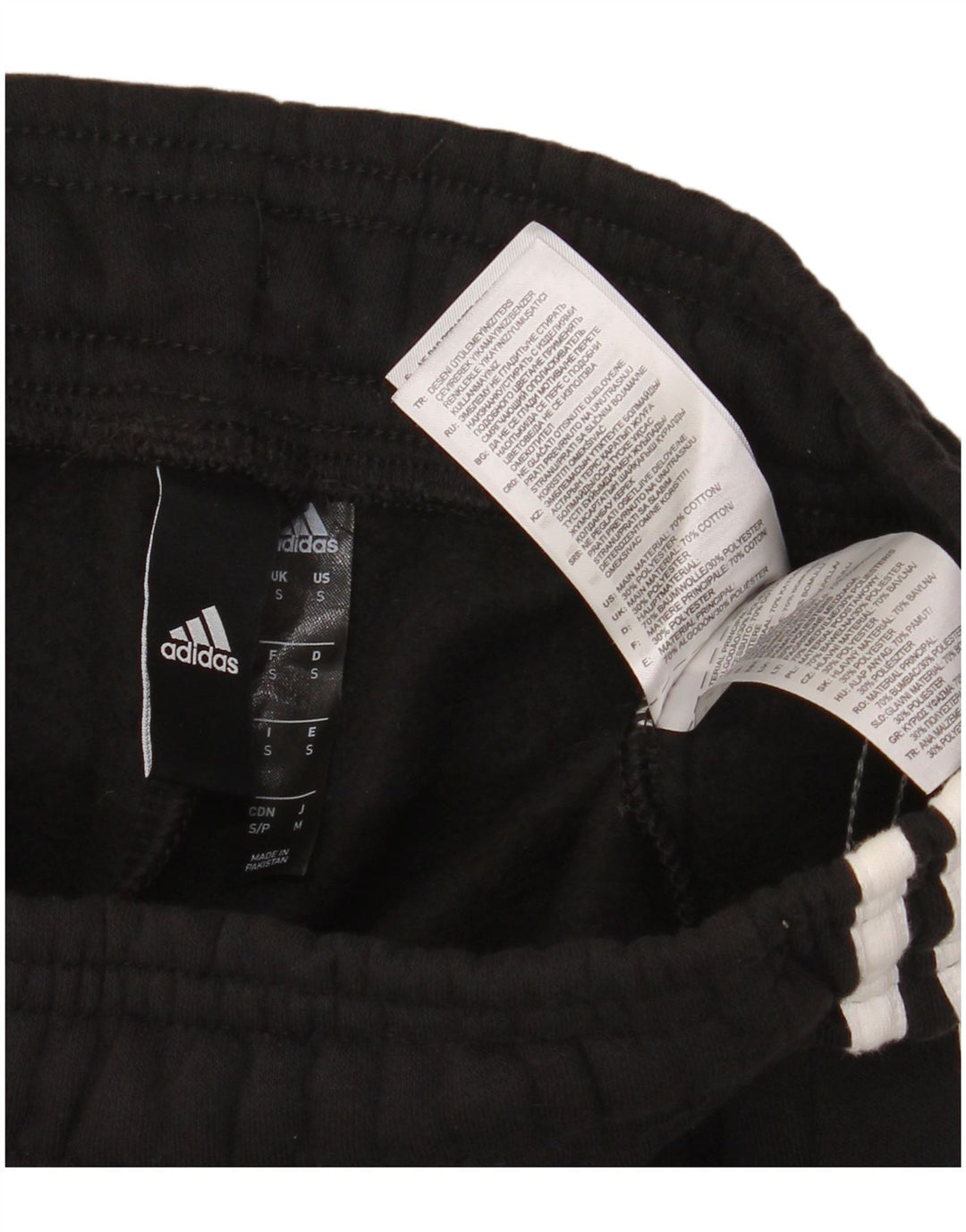ADIDAS Mens Treino Calças Joggers Pequeno Algodão Preto