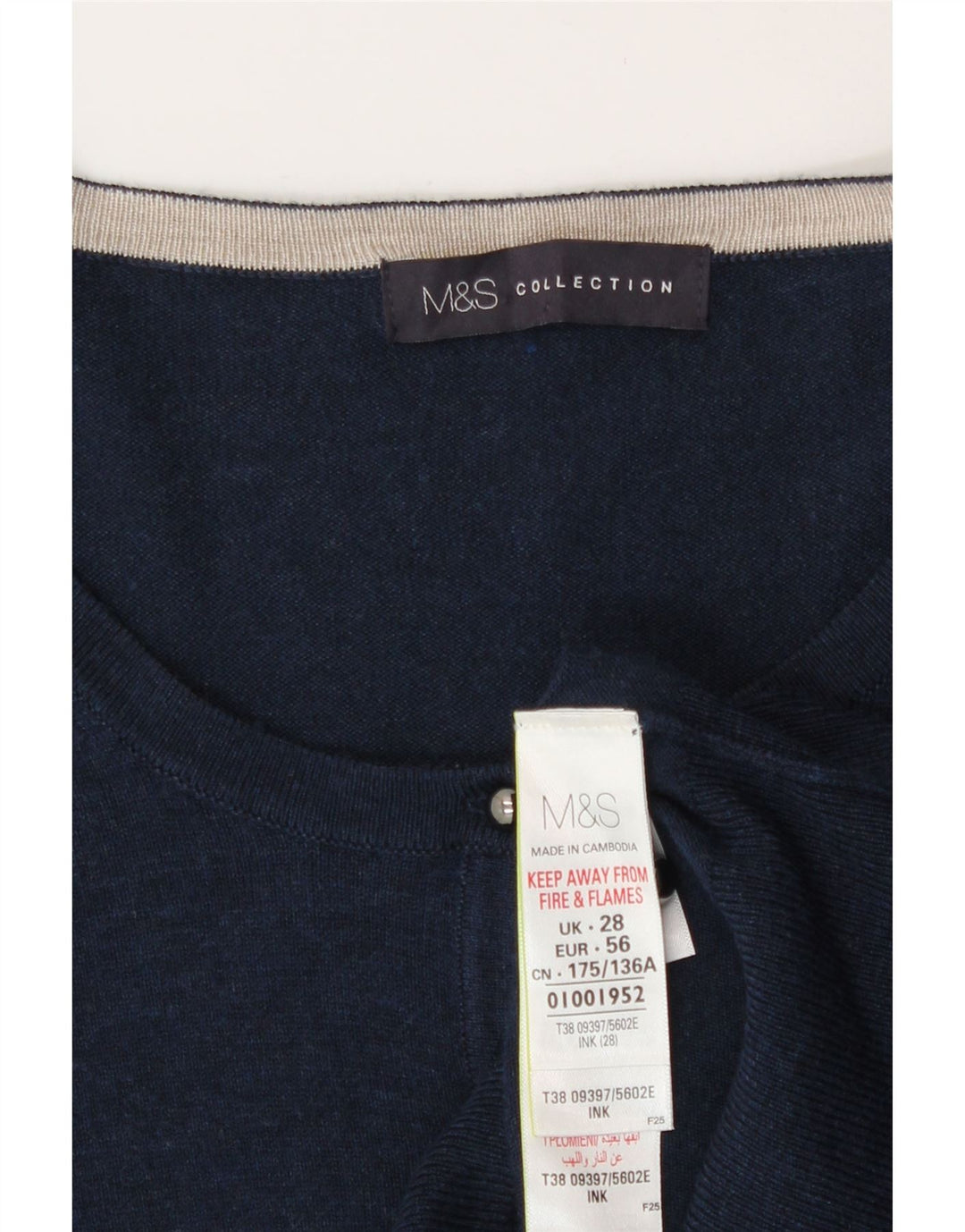 Suéter cardigã feminino Marks & Spencer UK 28 6XL azul marinho viscose