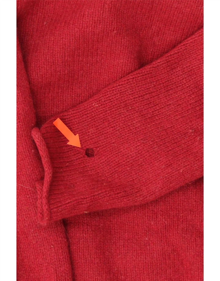 Suéter feminino Jigsaw com gola redonda Reino Unido 12 lã de cordeiro vermelha média