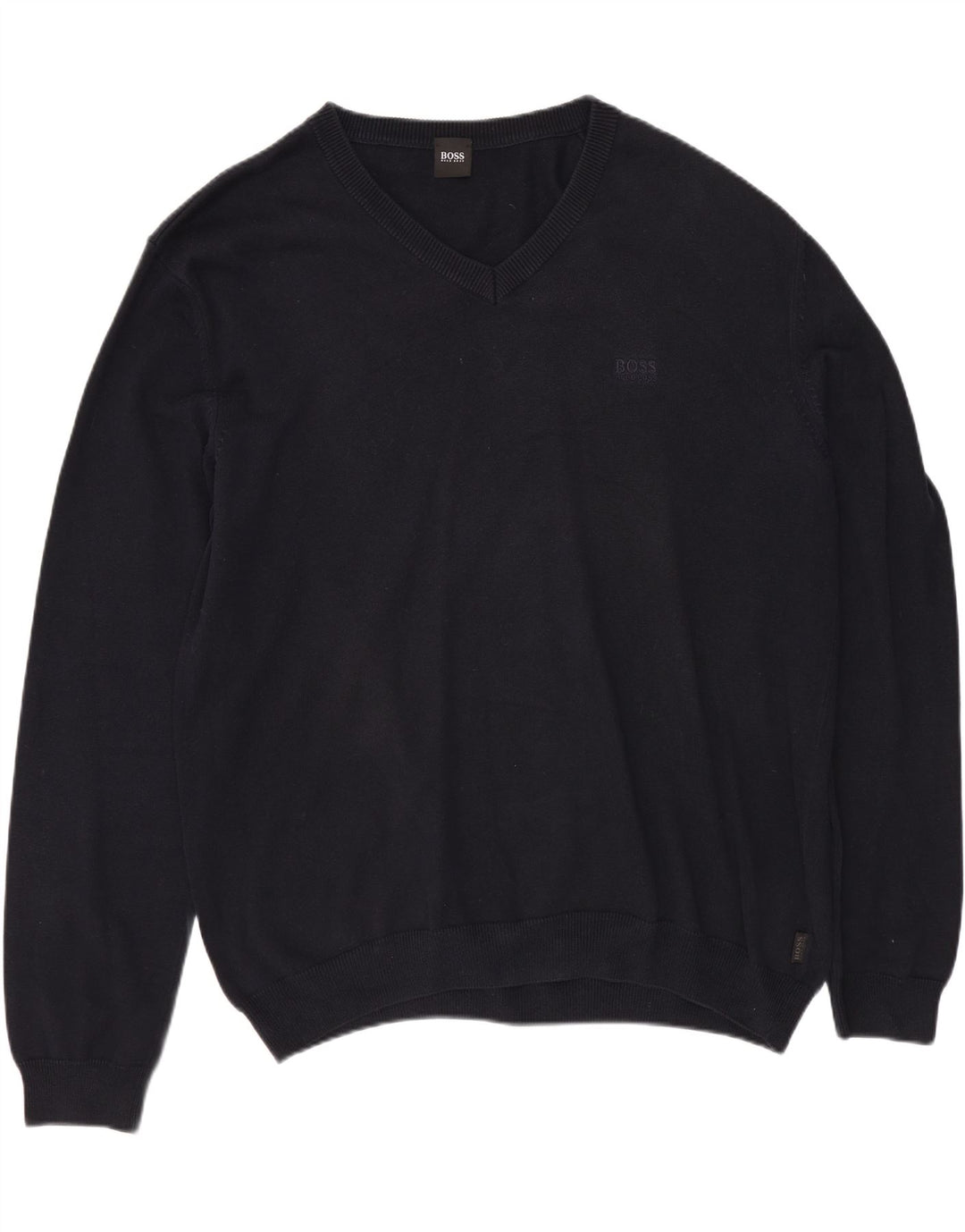 Suéter masculino HUGO BOSS com decote em V XL azul marinho algodão