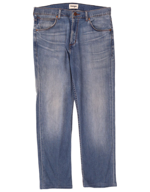 Wrangler Mens Greensboro Straight Jeans W32 L28 Azul Algodão