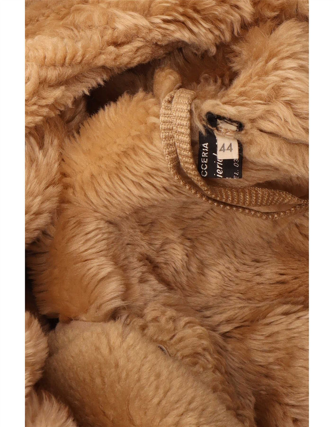 Casaco feminino vintage de shearling IT 44 couro bege médio
