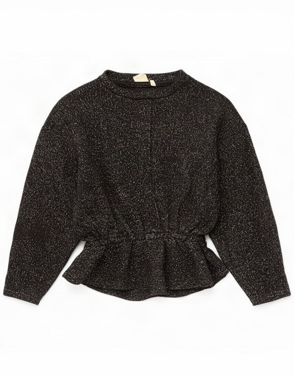 Suéter feminino vintage com gola canoa Reino Unido 14 médio preto manchado