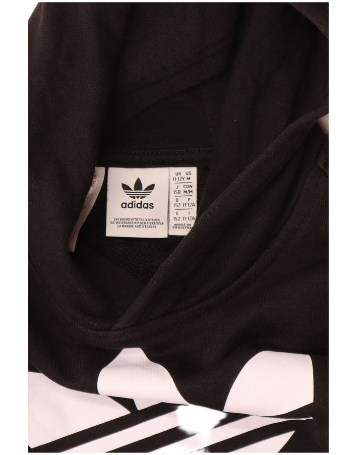ADIDAS Meninos Graphic Hoodie Jumper 11-12 Anos Preto Algodão