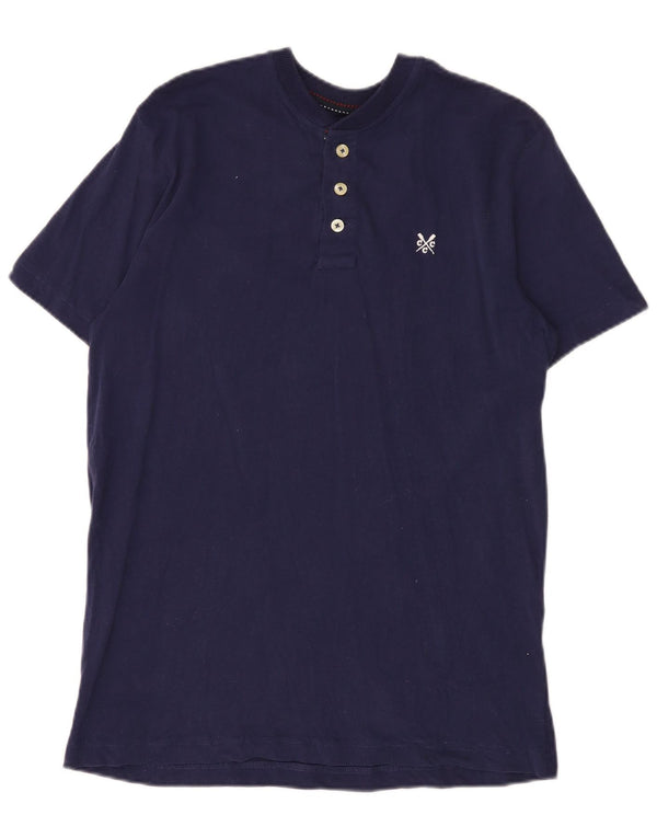 Camiseta masculina Crew Clothing Top pequeno algodão azul marinho