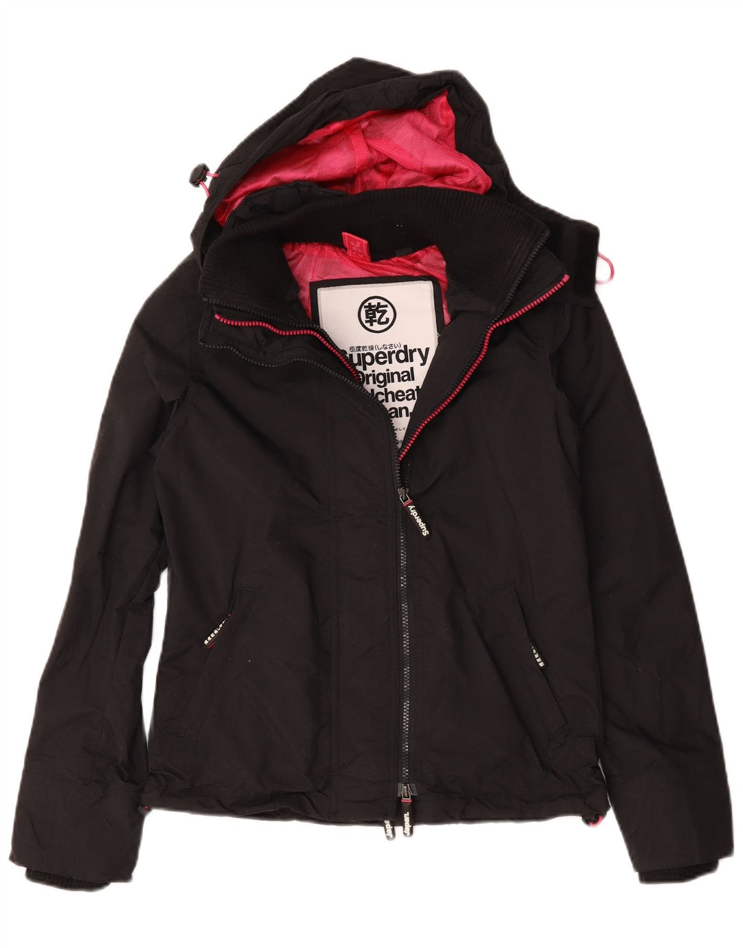 Jaqueta corta-vento feminina Superdry com capuz e capuz UK 10 pequena preta