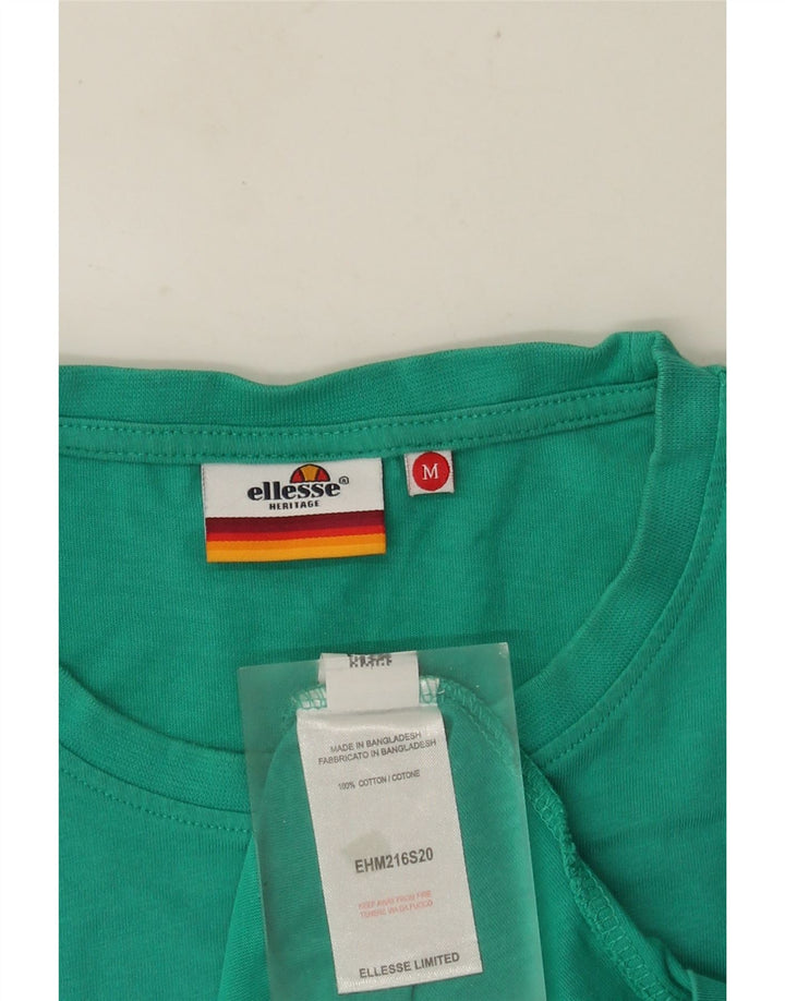 Camiseta masculina ELLESSE Heritage Graphic Top médio algodão turquesa