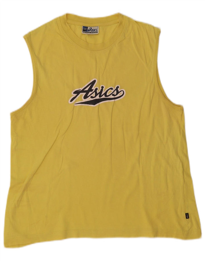 ASICS Mens Graphic Vest Top Médio Algodão Amarelo