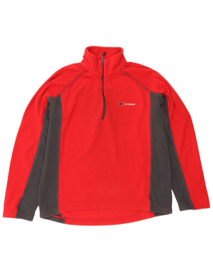 Berghaus Suéter masculino de lã com zíper e gola em poliéster colorblock vermelho médio