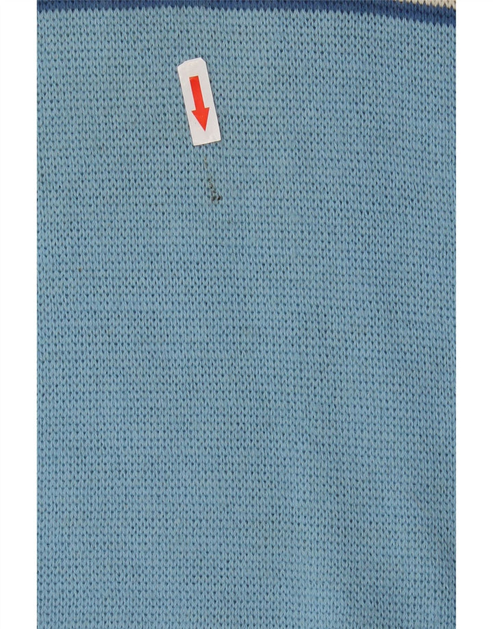 Suéter vintage masculino com gola redonda IT 48 pequeno bloco colorido azul