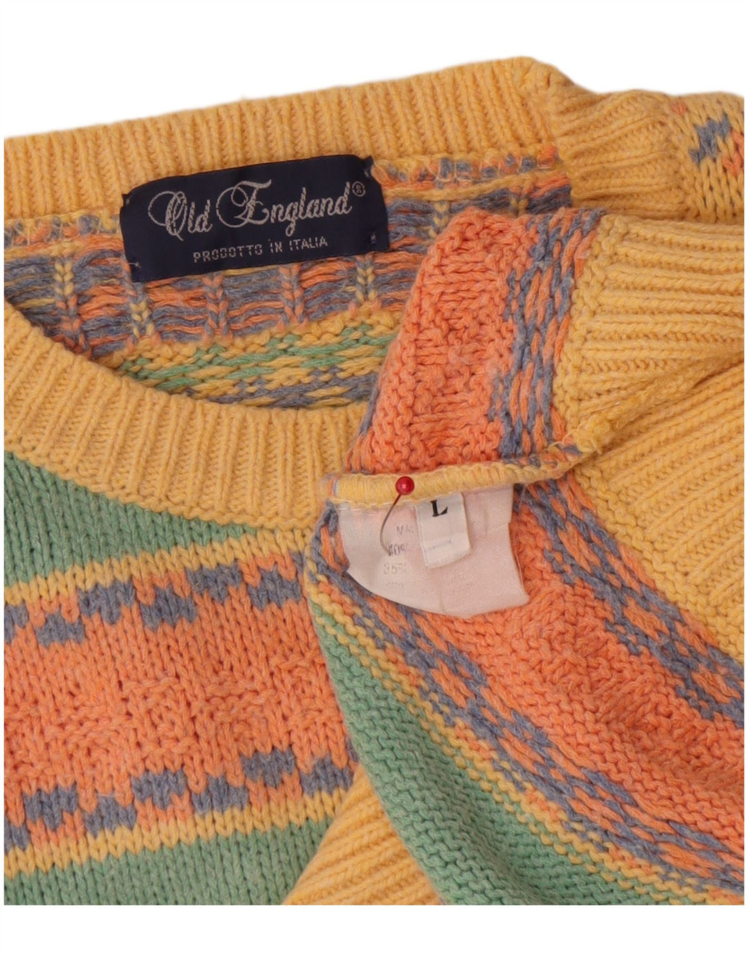 Suéter masculino Old England com gola redonda, grande lã amarela Fair Isle