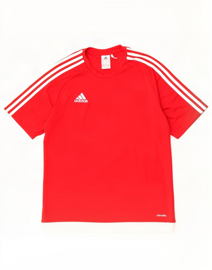 Adidas Mens Climalite Camiseta Top Médio Vermelho Colorblock Poliéster