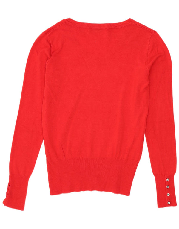 Suéter feminino Guess com decote em V UK 4 XS Viscose vermelha