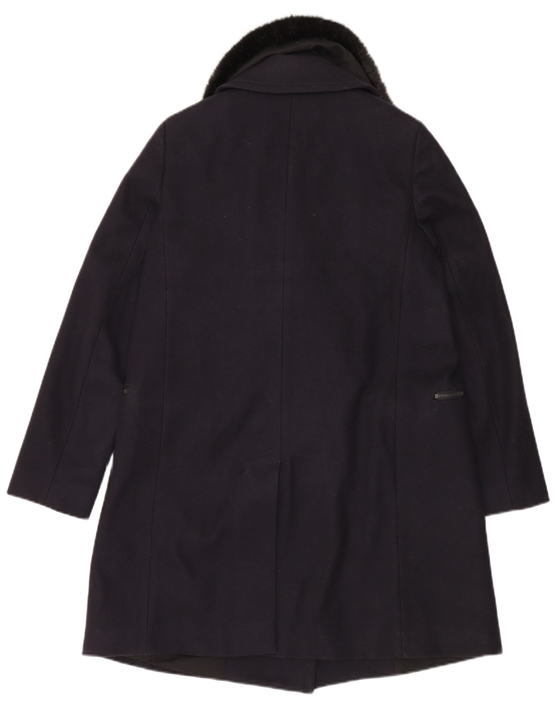 Sobretudo feminino French Connection UK 12 lã virgem azul marinho médio