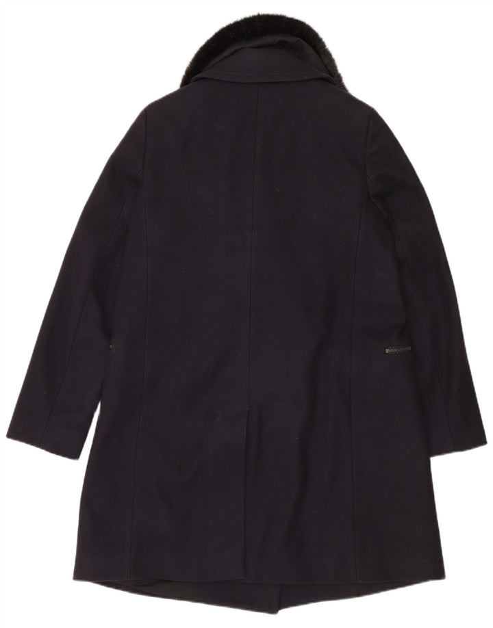 Sobretudo feminino French Connection UK 12 lã virgem azul marinho médio