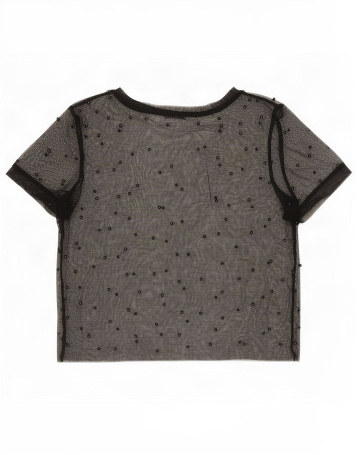 Zara Womens Crop See Through Top UK 10 Pequeno Preto