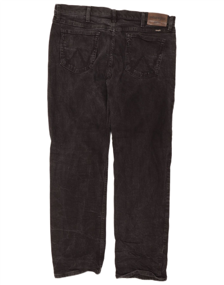 Wrangler Mens Regular Fit Straight Jeans W38 L30 Algodão Preto