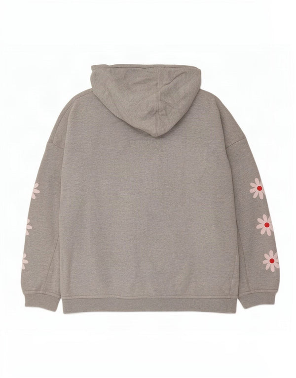 Suéter com capuz oversized feminino Levi's UK 14 algodão floral cinza médio