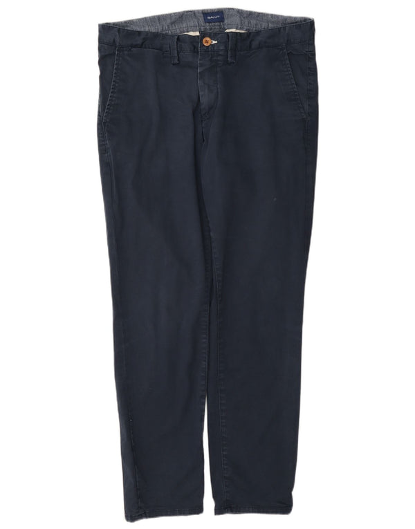 Calça chino reta masculina Gant W34 L30 algodão azul marinho