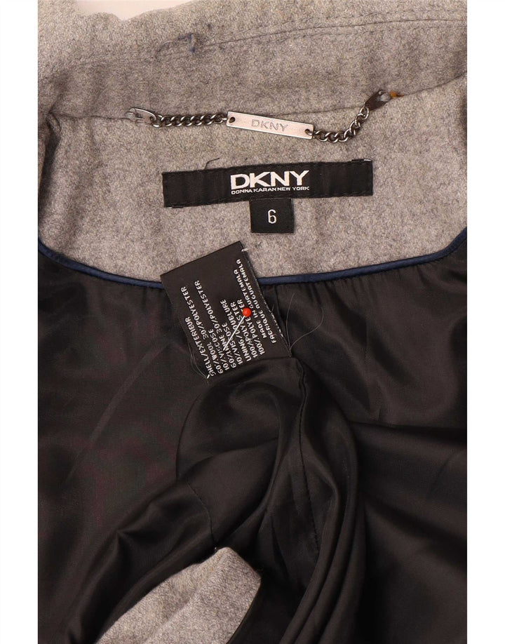 Casaco feminino Dkny Pea US 6 lã cinza médio