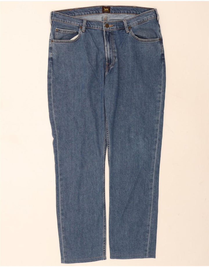 Lee Mens Rider Straight Jeans W36 L30 Azul Algodão