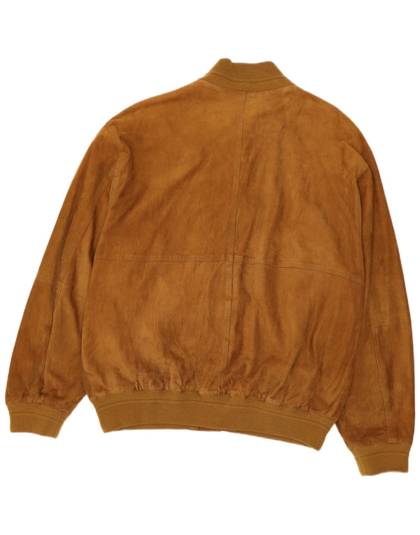 Jaqueta bomber masculina de camurça Luca D'altieri IT 56 3XL couro marrom