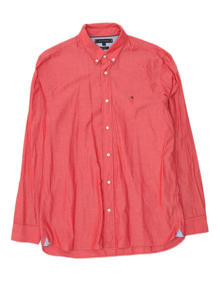 TOMMY HILFIGER Mens Shirt Large Red Cotton Vintage Tommy Hilfiger and Second-Hand Tommy Hilfiger from Messina Hembry 