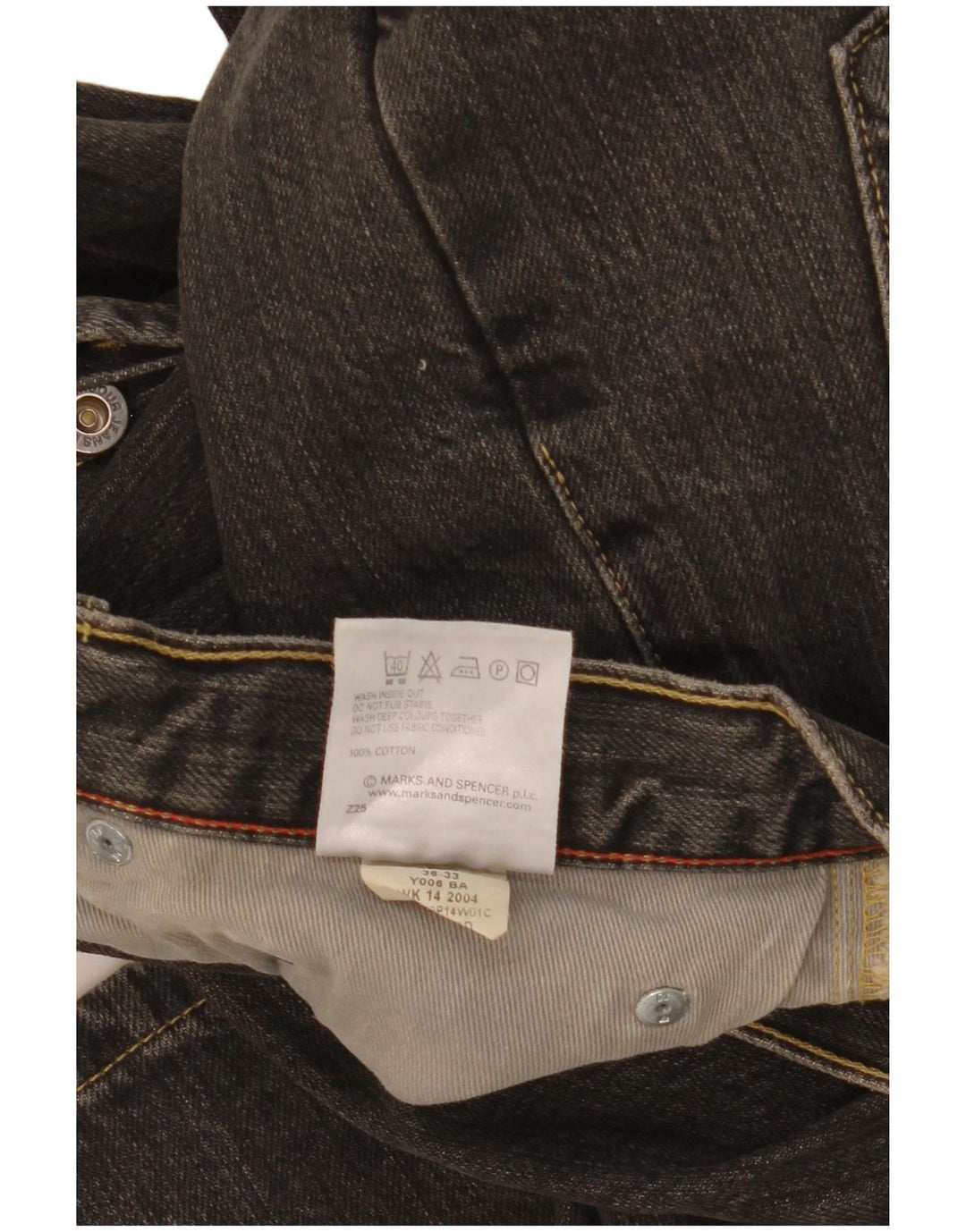 Jeans retos masculinos Marks & Spencer W36 L33 algodão preto