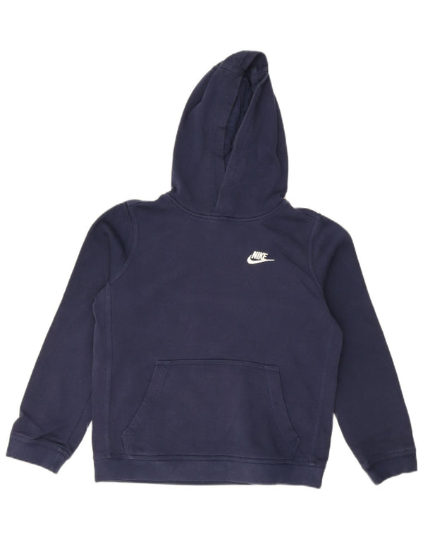 Nike Boys Hoodie Jumper 12-13 Years Large Navy Blue Cotton