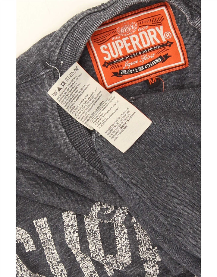 Camiseta gráfica masculina Superdry Top cinza médio algodão