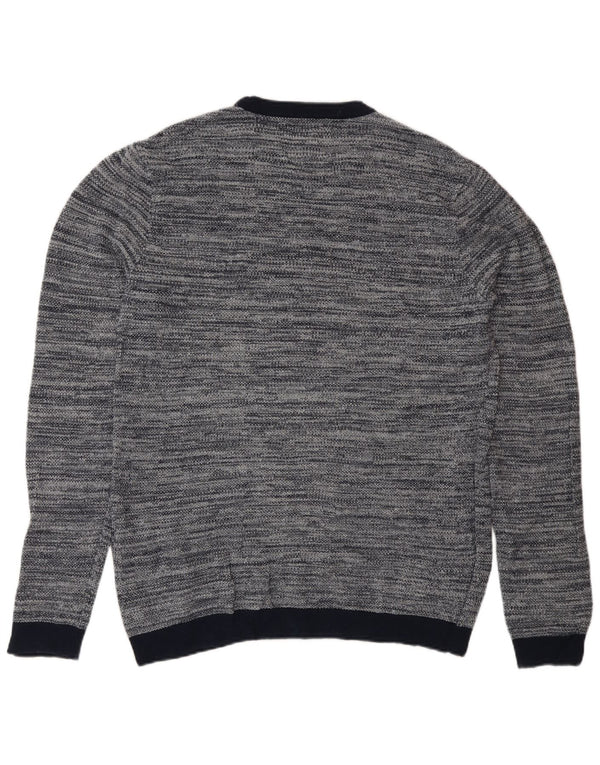 Suéter masculino Jack & Jones com gola redonda, grande algodão manchado azul marinho