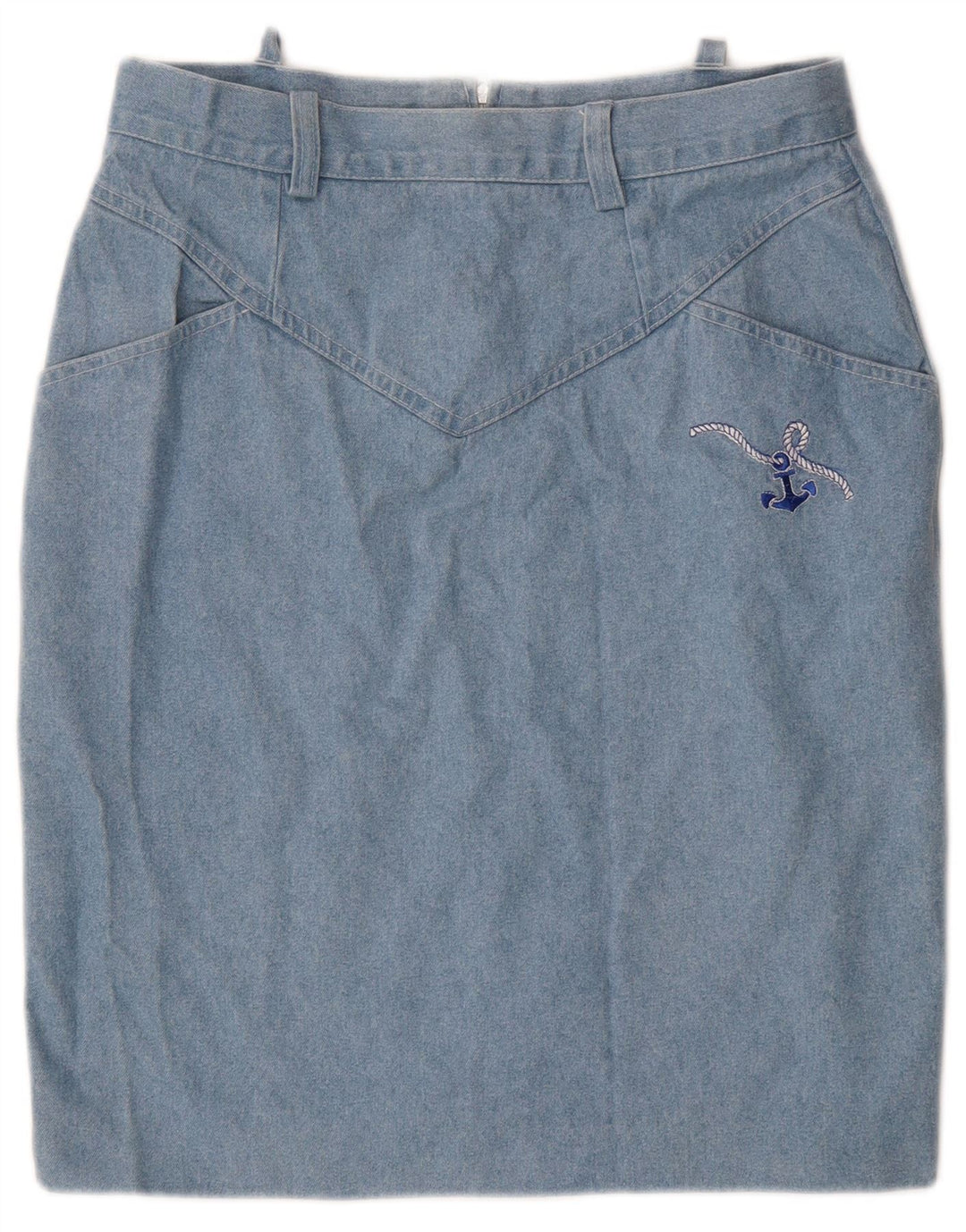 Saia jeans feminina VINTAGE W30 azul médio