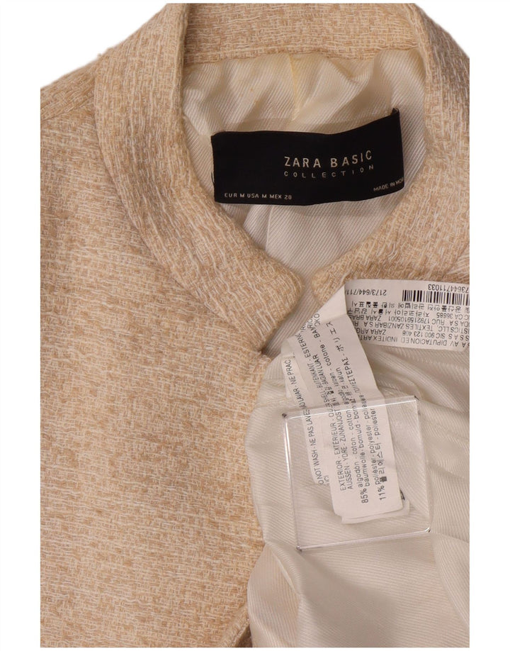 ZARA Womens Open Blazer Jacket UK 12 Médio Off White Algodão