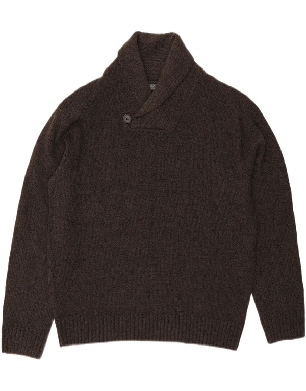 Marks & Spencer Mens Shawl Neck Jumper Sweater XL Grey Acrylic