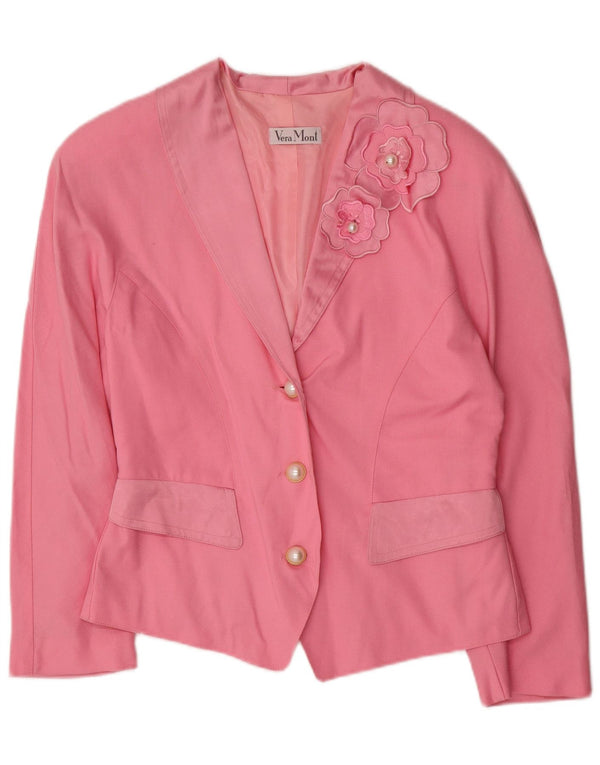 Jaqueta blazer feminina VERA MONT com 3 botões Reino Unido 14 médio rosa floral