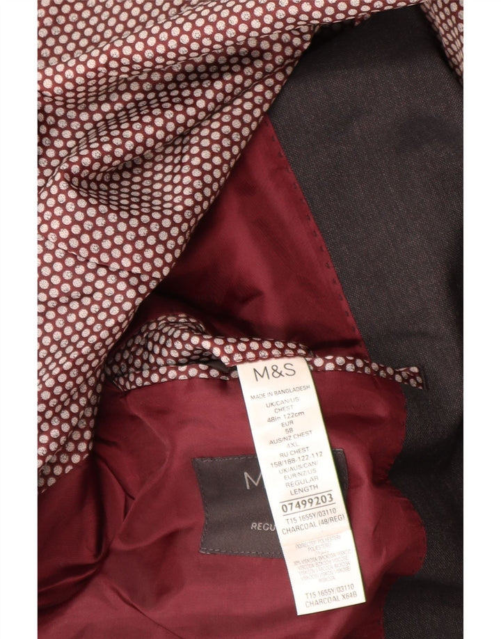 Jaqueta blazer masculina de ajuste regular de 2 botões Marks & Spencer Reino Unido 48 4XL cinza