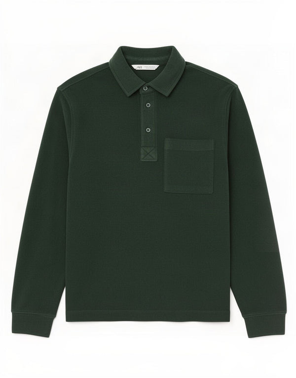 Zara Camisa masculina de veludo cotelê verde médio algodão