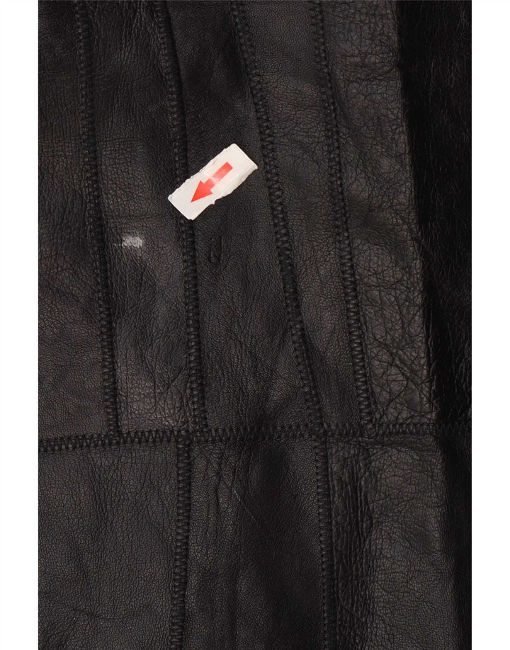 Saia de couro feminina vintage W28 pequena preta