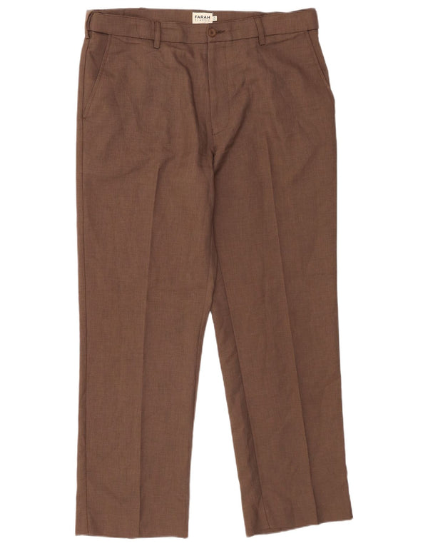 Calça Chino Masculina Farah Classic Fit W36 L29 Poliéster Marrom