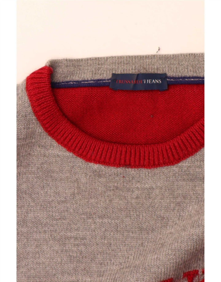 Suéter masculino Trussardi Jeans com gola redonda e bloco colorido vermelho médio