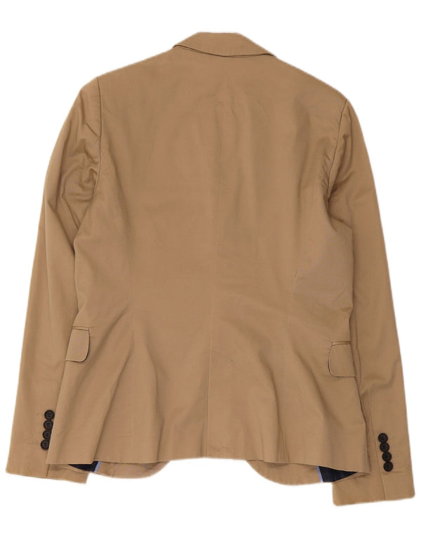 Jaqueta blazer feminina Zara com 1 botão Reino Unido 14 grande algodão bege