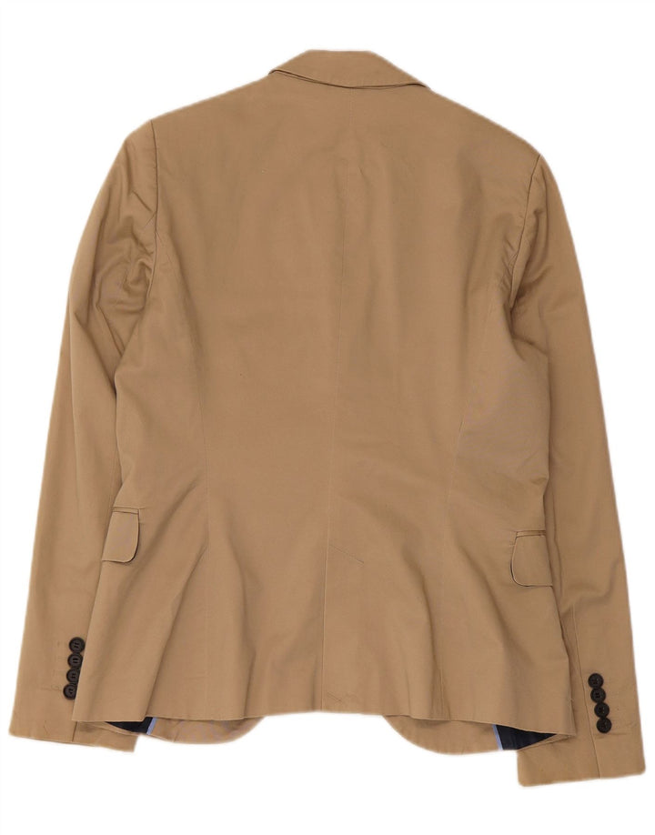 Jaqueta blazer feminina Zara com 1 botão Reino Unido 14 grande algodão bege