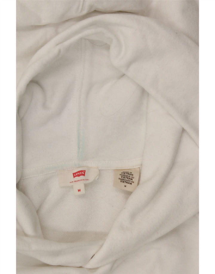 LEVI'S Womens Graphic Hoodie Jumper UK 14 Medium White Cotton Classic Vintage Levi's and Second-Hand Levi's from Messina Hembry 