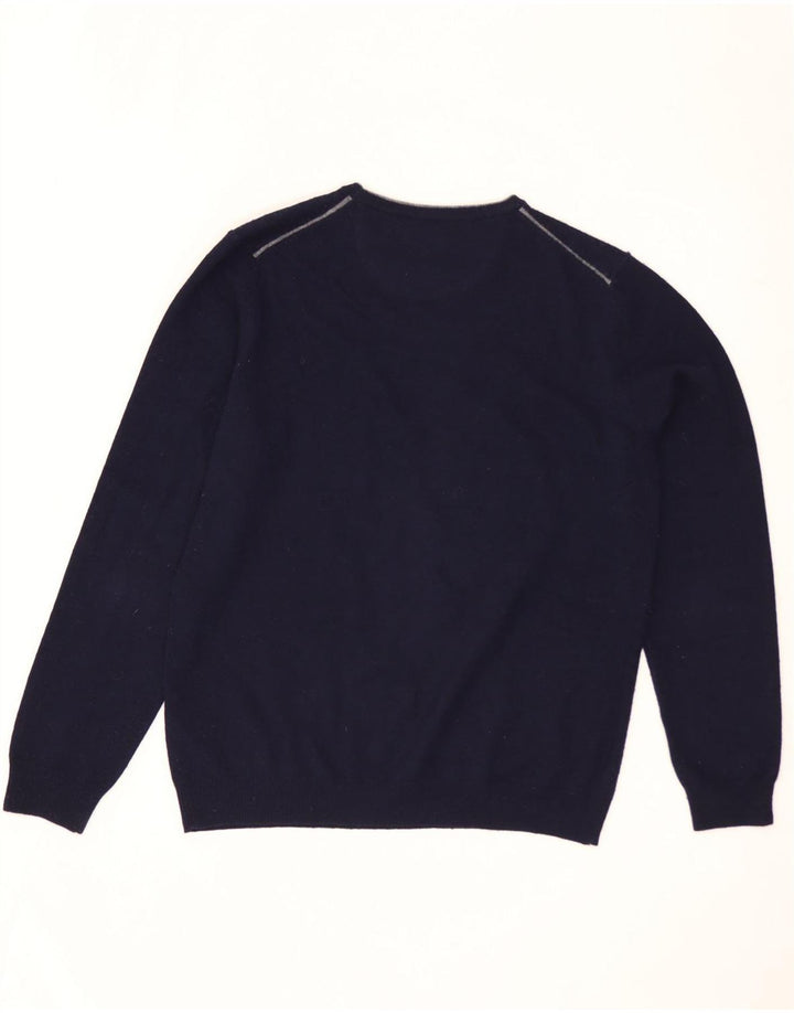 Suéter masculino MASSIMO DUTTI com gola redonda, grande lã azul marinho