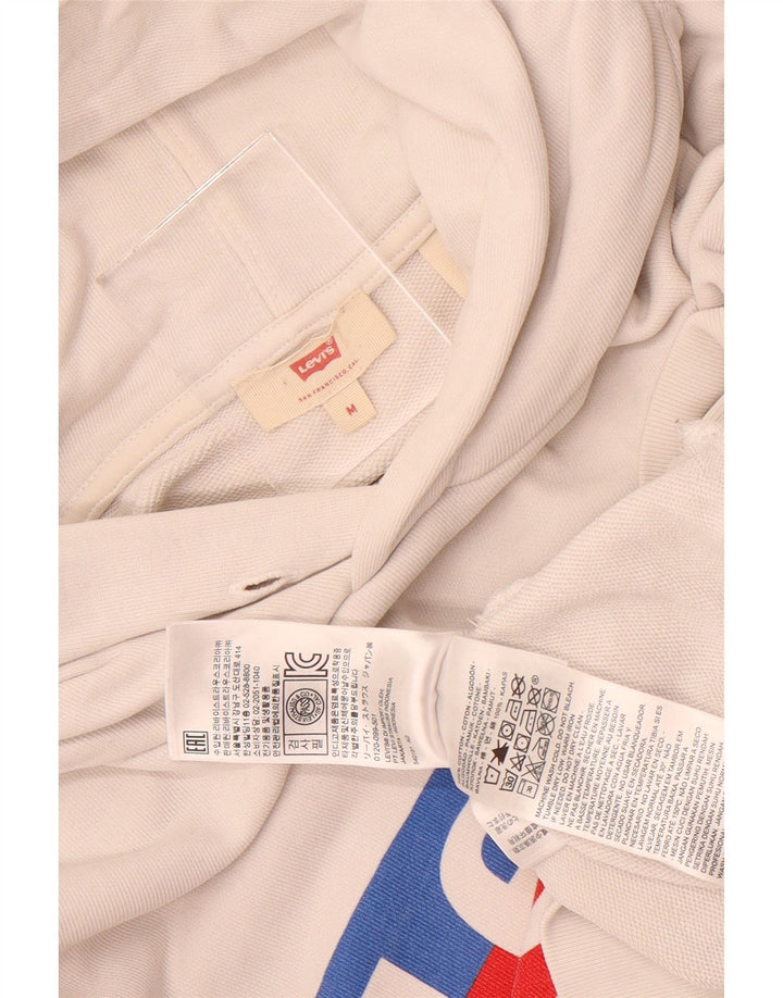 Suéter feminino Levi's com capuz grande e gráfico UK 14 algodão branco médio