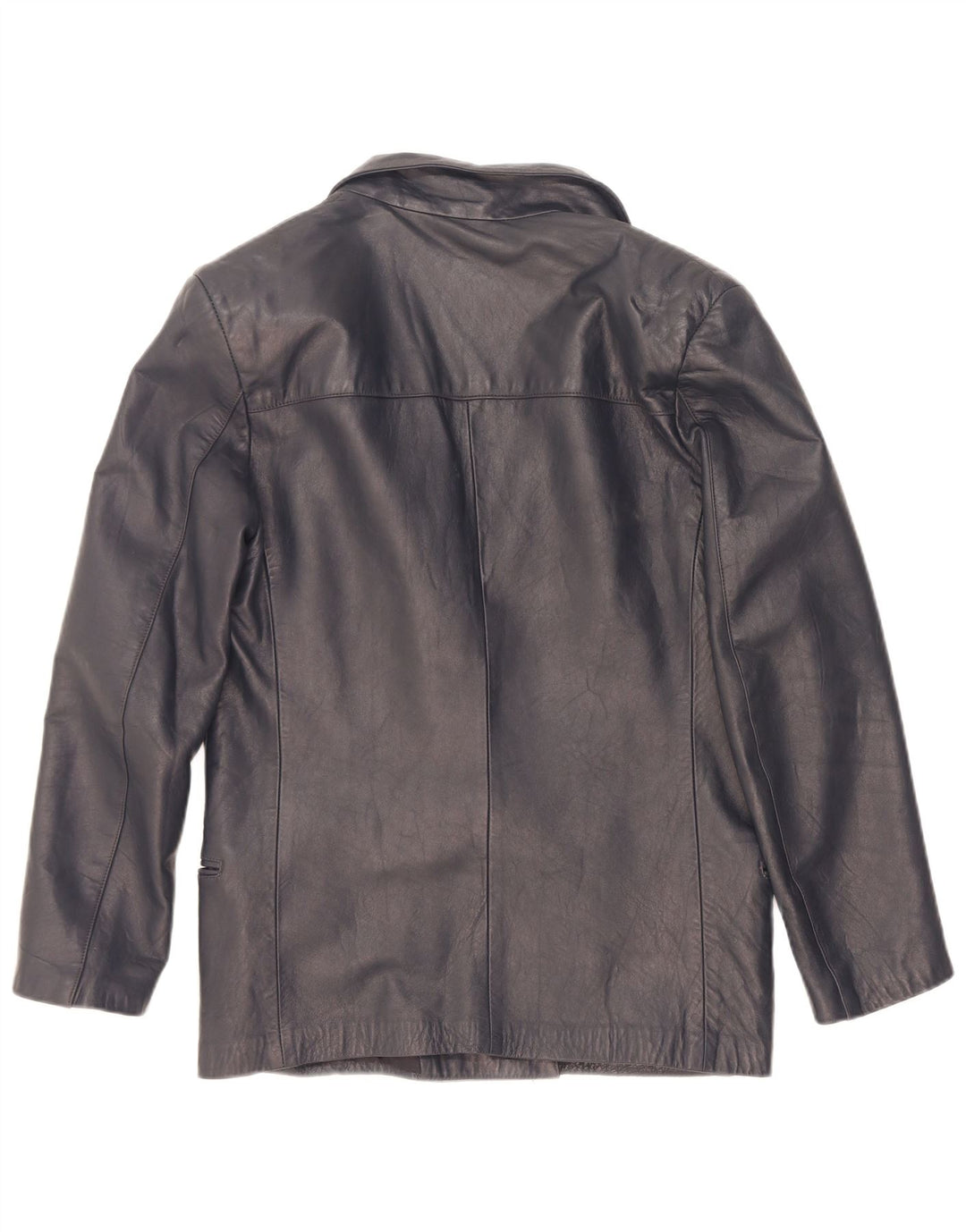 Jaqueta blazer feminina de couro com peito duplo Broadway Reino Unido 10 pequena azul marinho