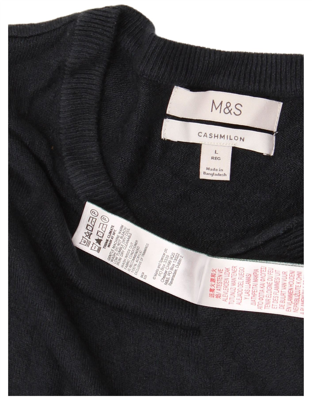 Suéter masculino MARKS & SPENCER com gola redonda grande acrílico azul marinho