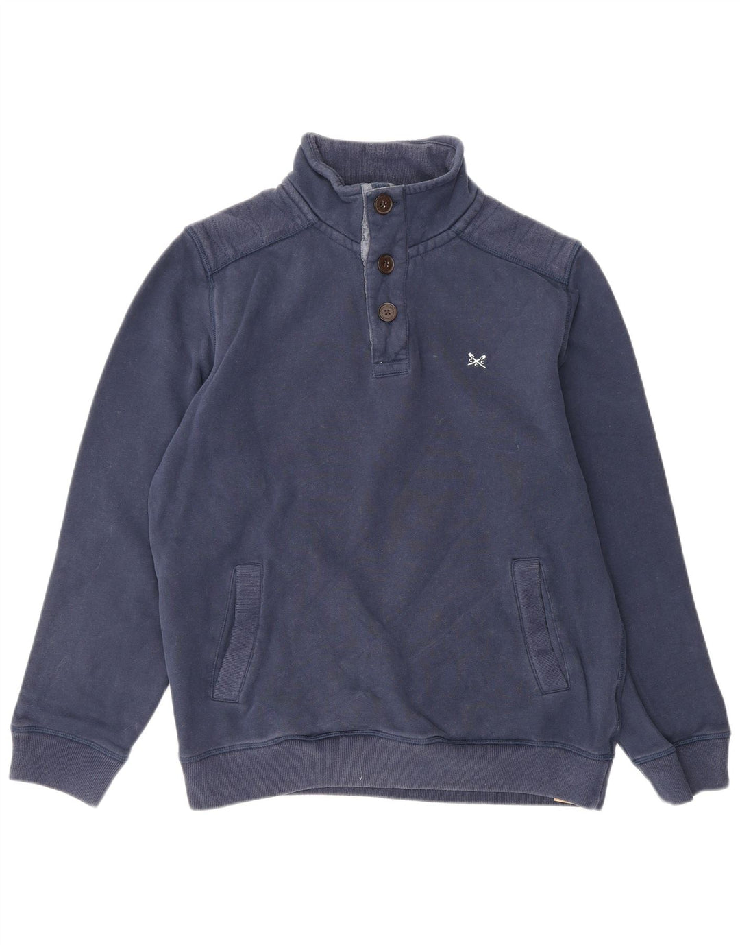CREW CLOTHING Suéter masculino com gola redonda e algodão azul marinho médio