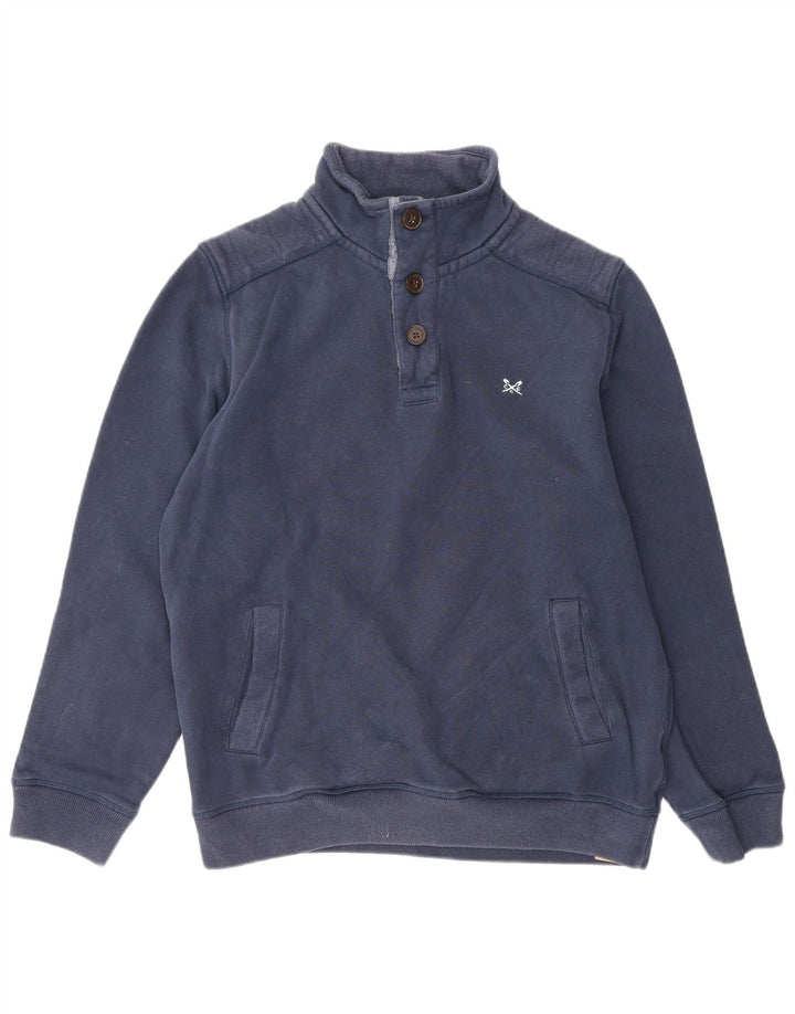 CREW CLOTHING Suéter masculino com gola redonda e algodão azul marinho médio