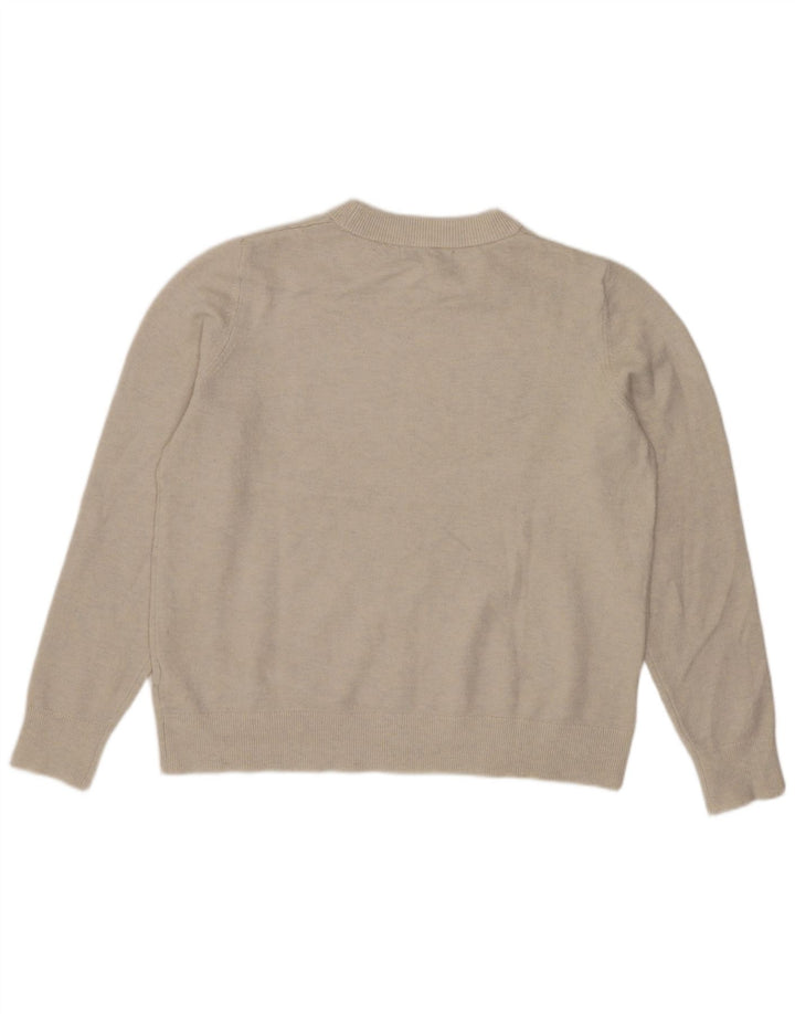 Suéter feminino Marks & Spencer com gola redonda Reino Unido 14 médio bege
